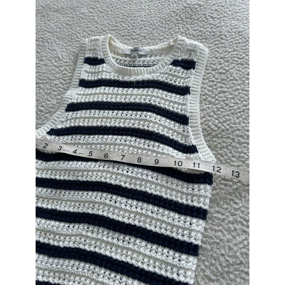 Madewell Portman Crochet Tank Top Knit Crewneck Boho Ivory/Navy Racerback Sz XXS - Picture 7 of 9